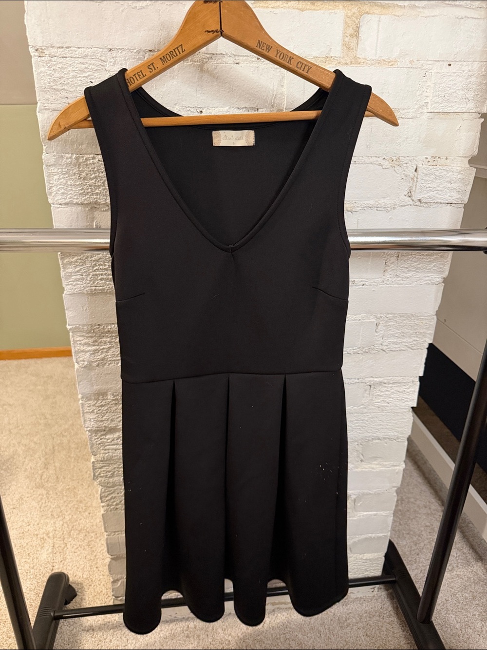Altar'd State Black V-Neck Pleated Skater Dress